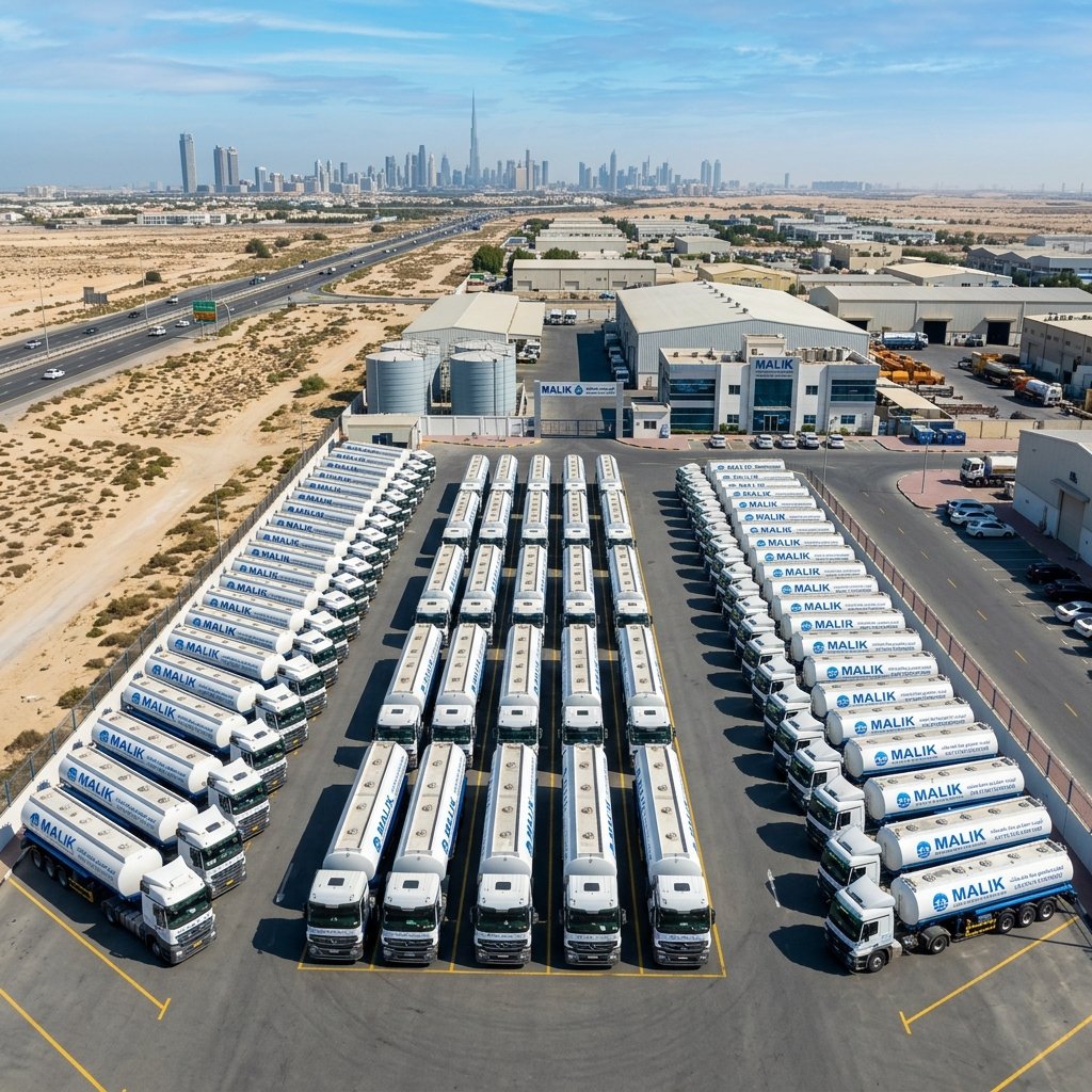 Malik Sweet Water Tankers fleet supplying bulk industrial water in Dubai